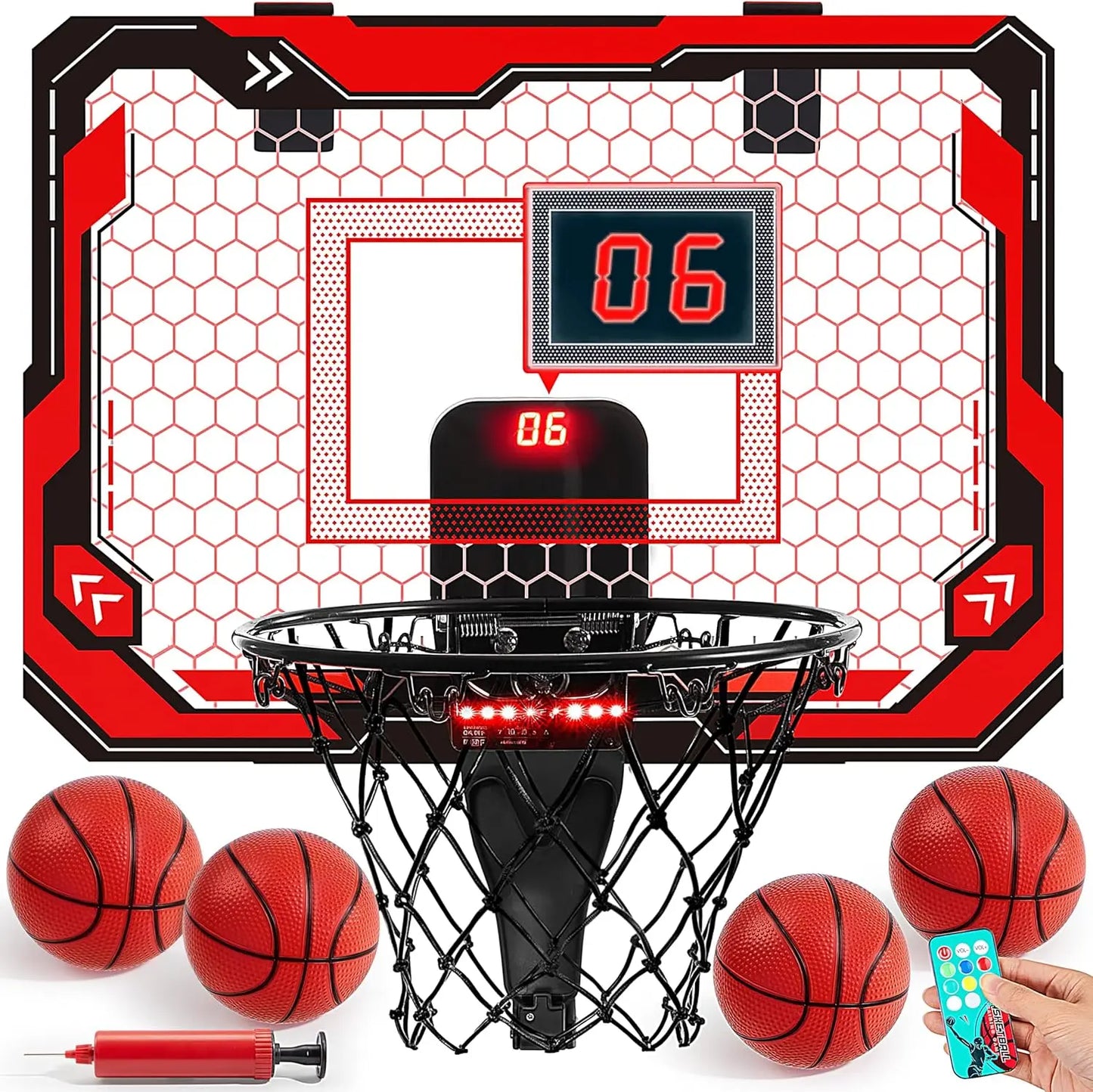 Joyfy Over-the-Door Mini Indoor Basketball Hoop With Light Up Scoreboard