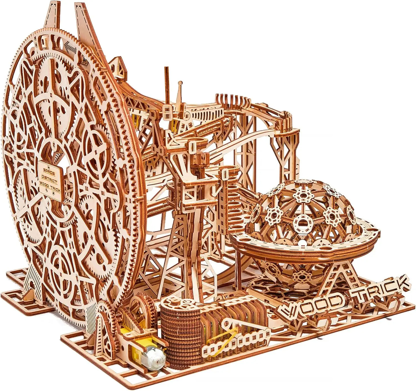 Electric Motorized Wooden Marble Run Roller Coaster 3D Puzzle For Adults