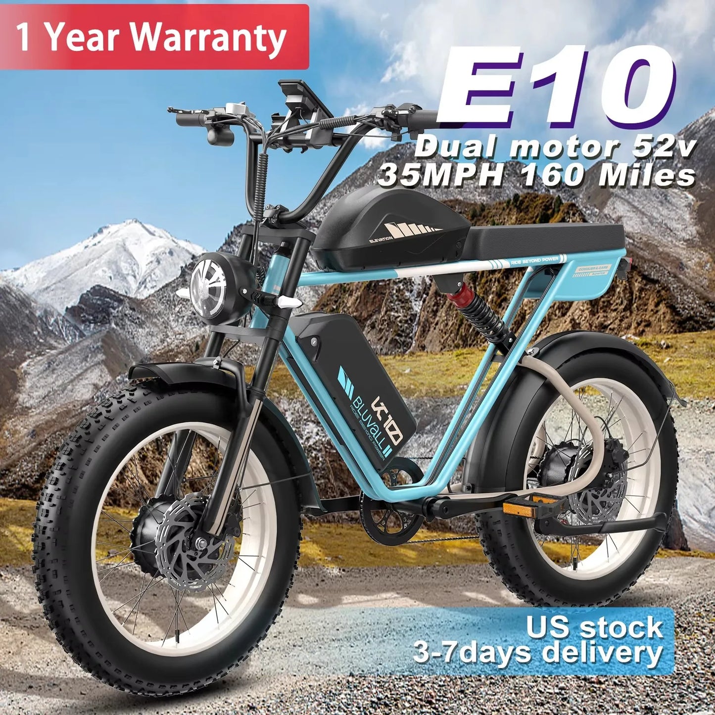MOOBELO 2000W Dual Motor Electric Fat Tire Mountain Bike