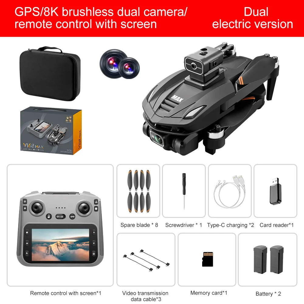 V168 Max Mini Drone Dual Cameras 5G WiFi FPV Remote