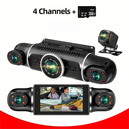 TFFRDN Car Dash Cam 4 Channel Quad DVR for Parking