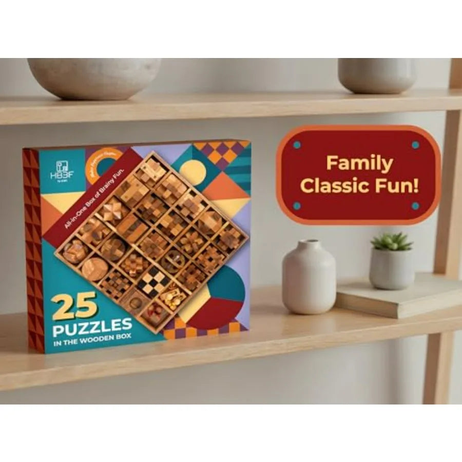 Wooden 25 In 1 Brain Teaser Puzzles For Adults And Teens