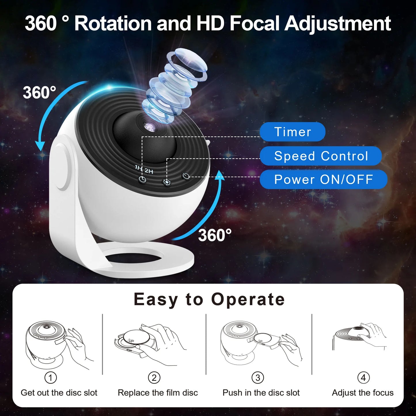 Mexllex Galaxy Ultral Star Projector LED Night Light 13 Discs