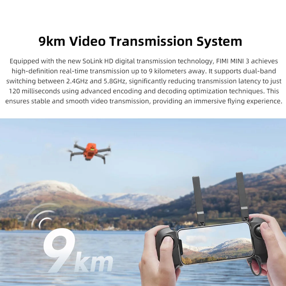 FIMI MINI 3 Camera Drone AI Night Video 4K Wind Resistant RC Quadcopter