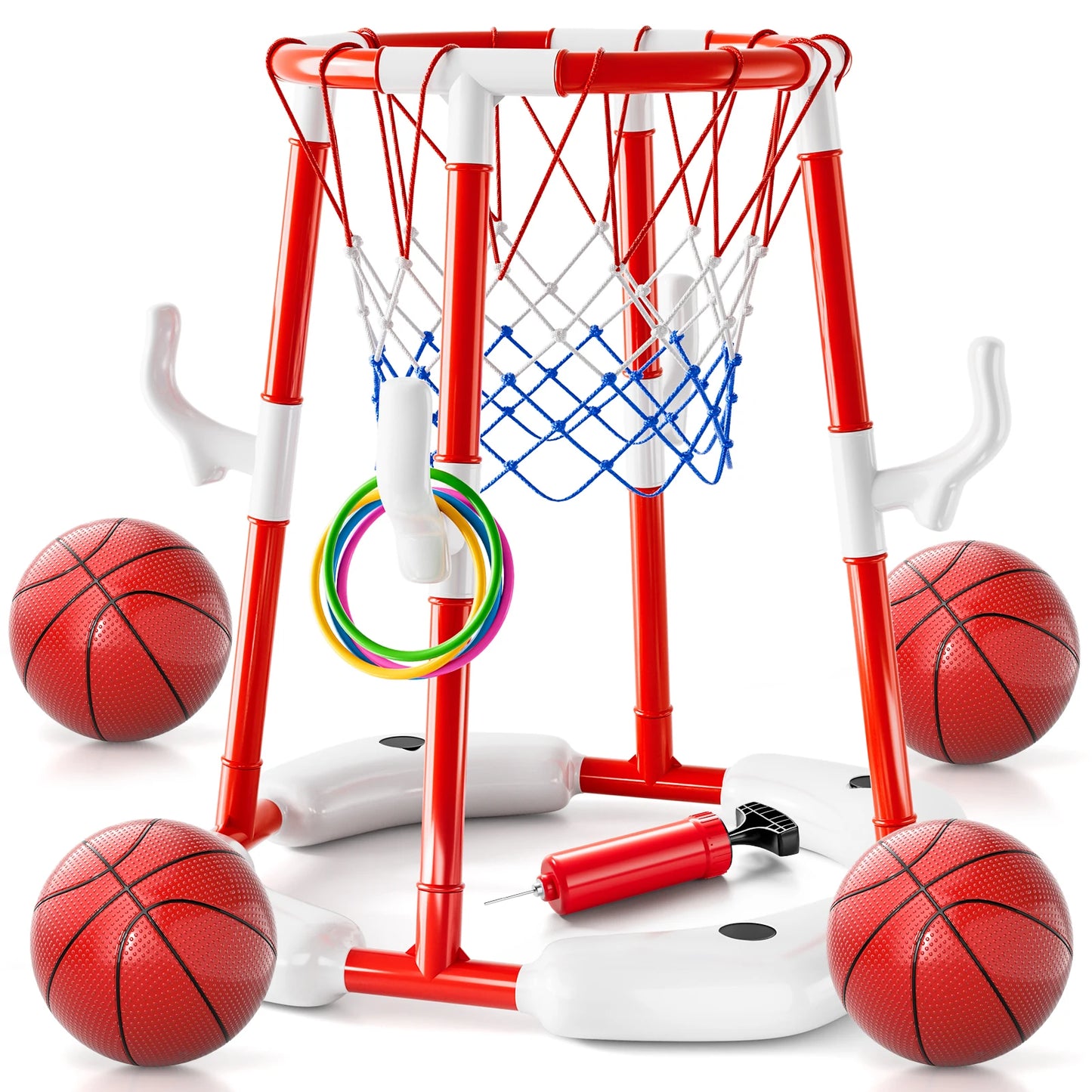 Floating Pool Basketball Hoop Game With 4 Balls And Net