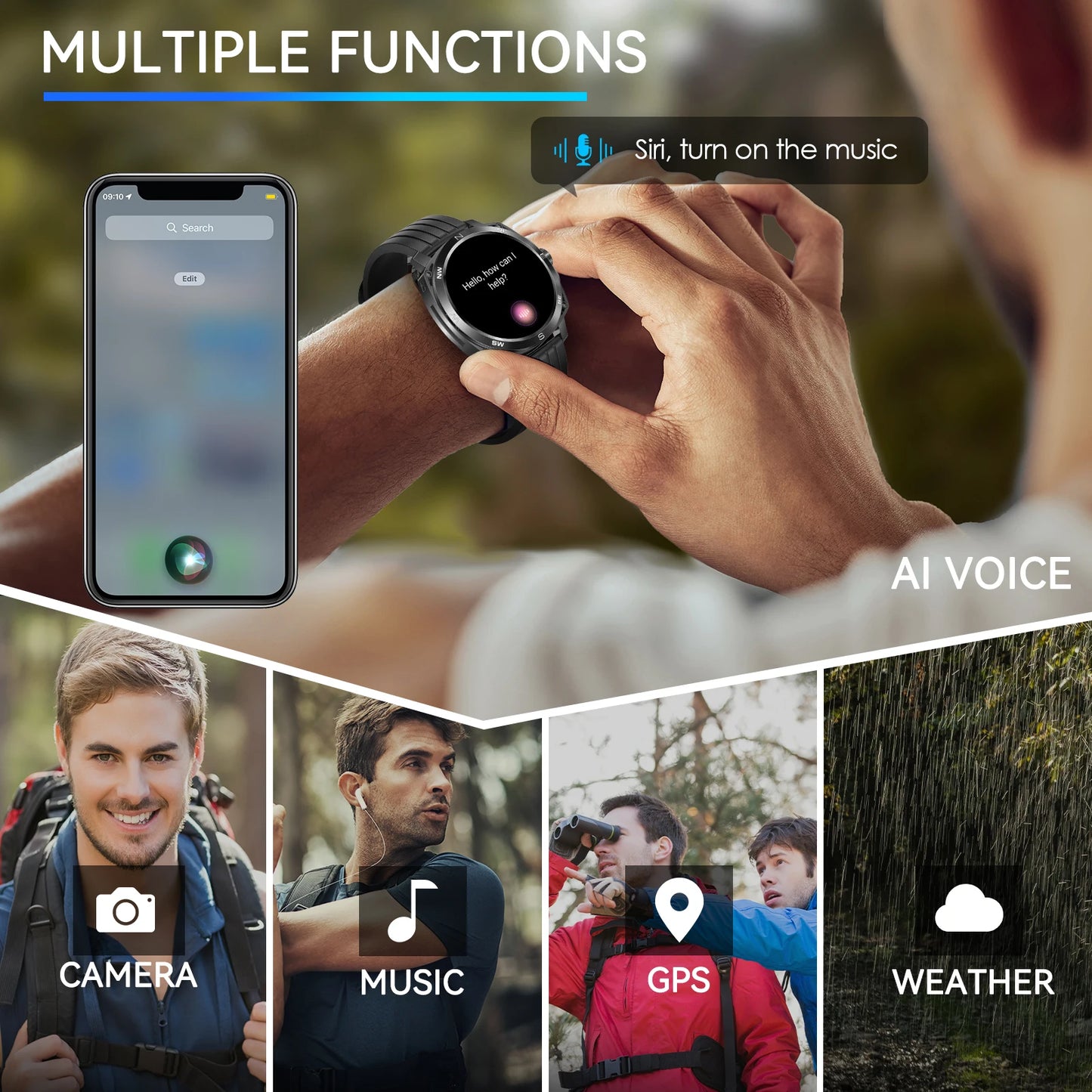 LaNikar Smart Watch With AMOLED Display SpO2 Blood Pressure Monitor