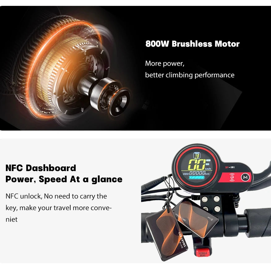 L12 Max 800W 48V Folding Electric Scooter Off Road Tires