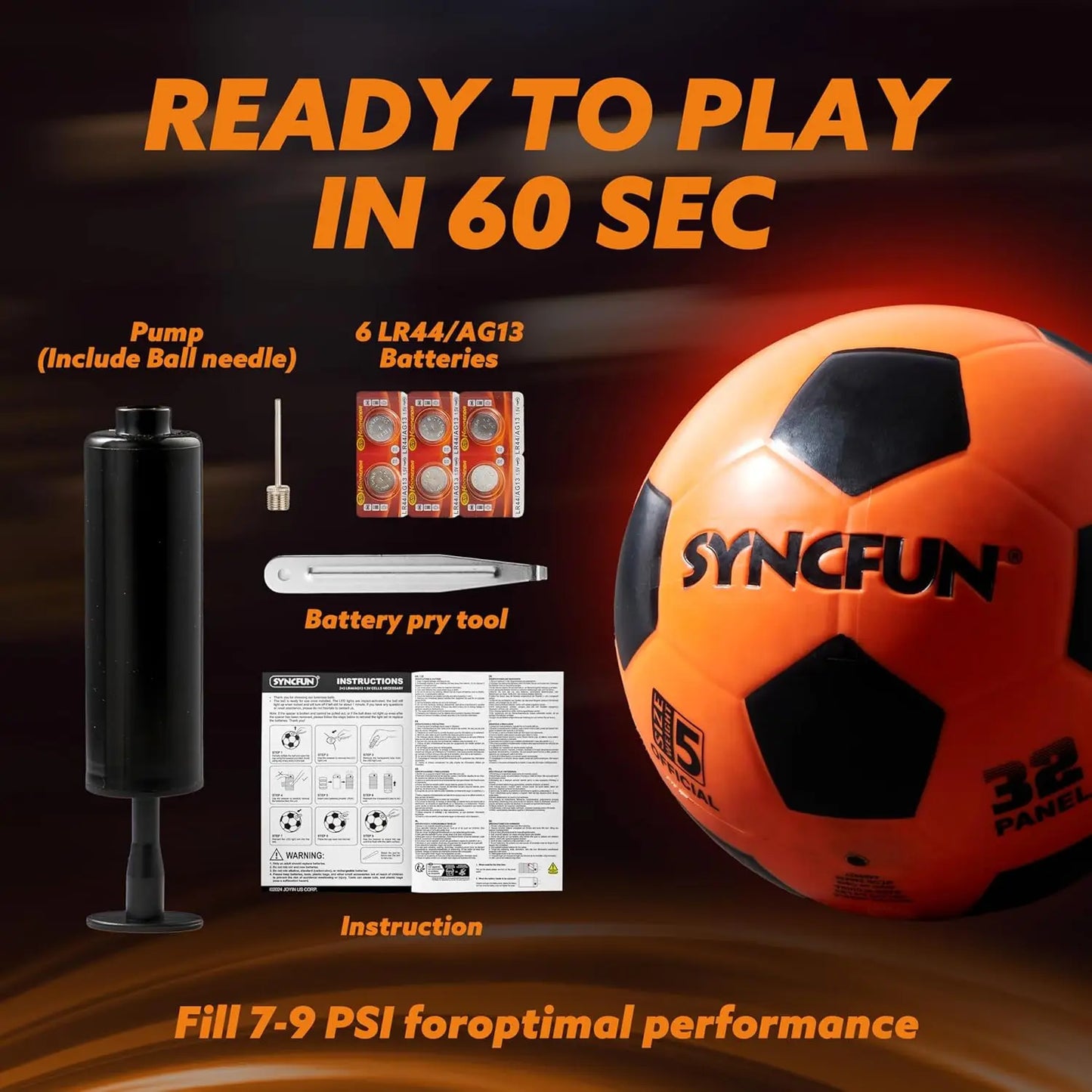 Joyfy Glow Soccer Ball Light Up Night Play Gift Toy