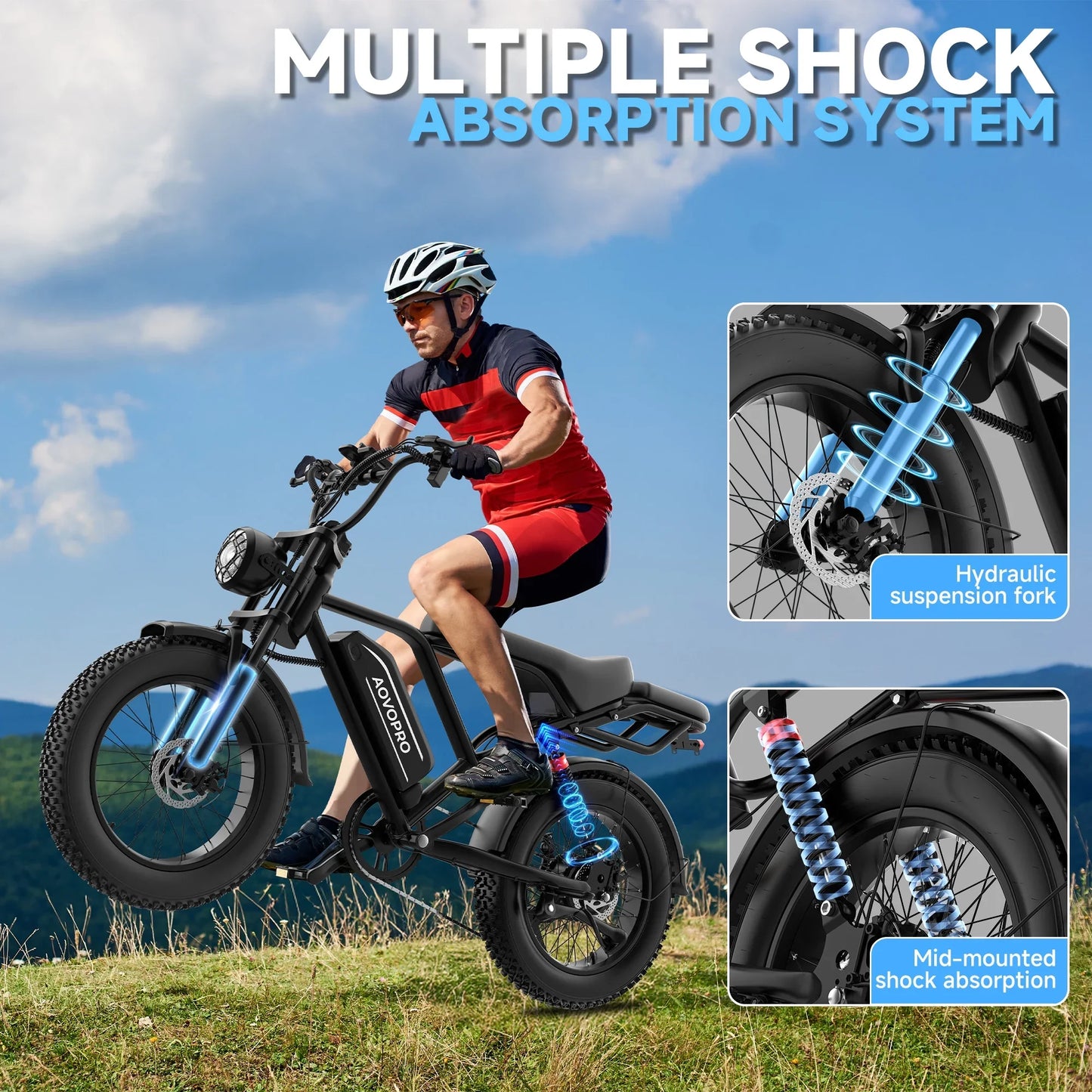 AOVOPRO AP20 Electric Fat Tire Bike 1500W 31MPH Top Speed