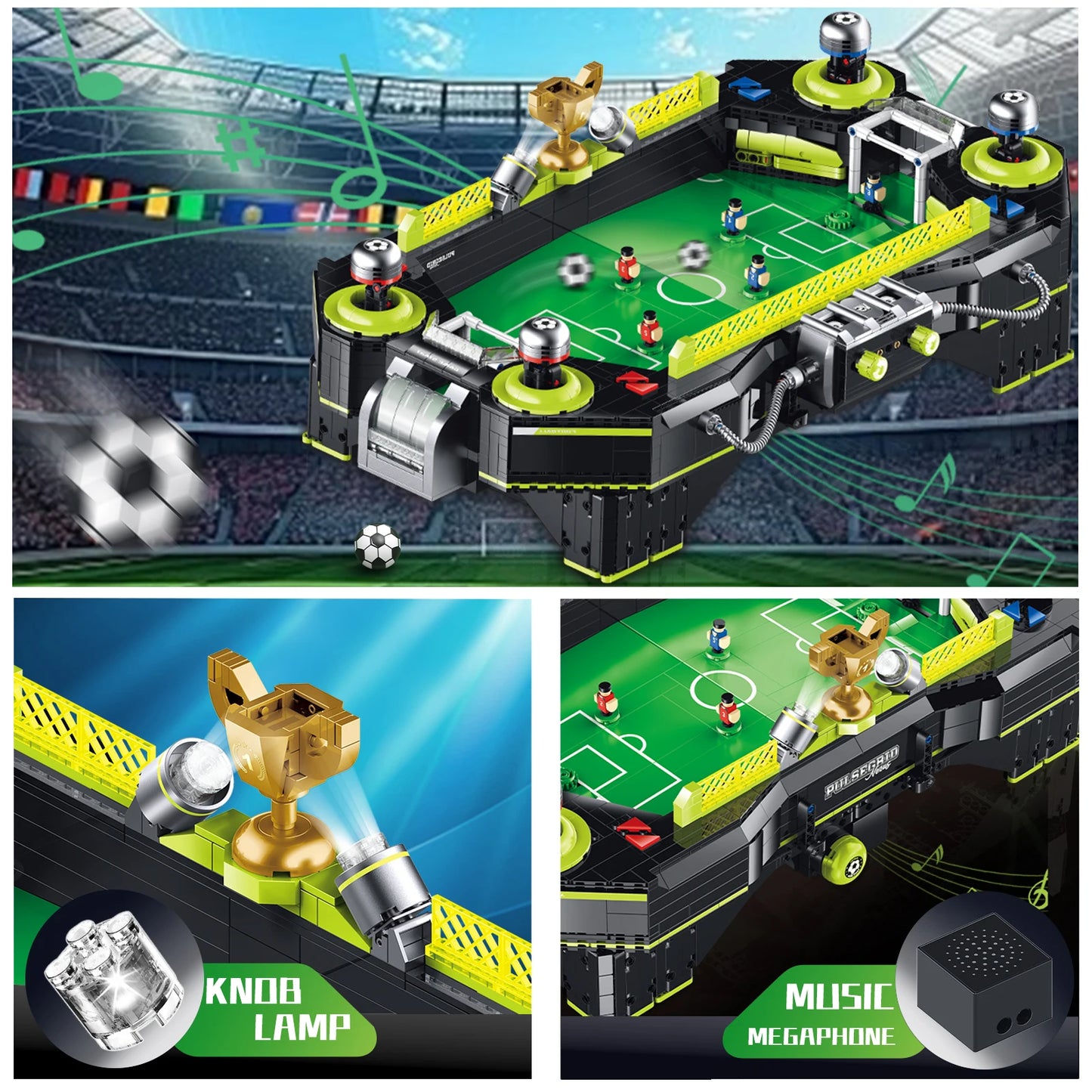 2247Pcs LED Foosball Table Building Set With Lights And Music