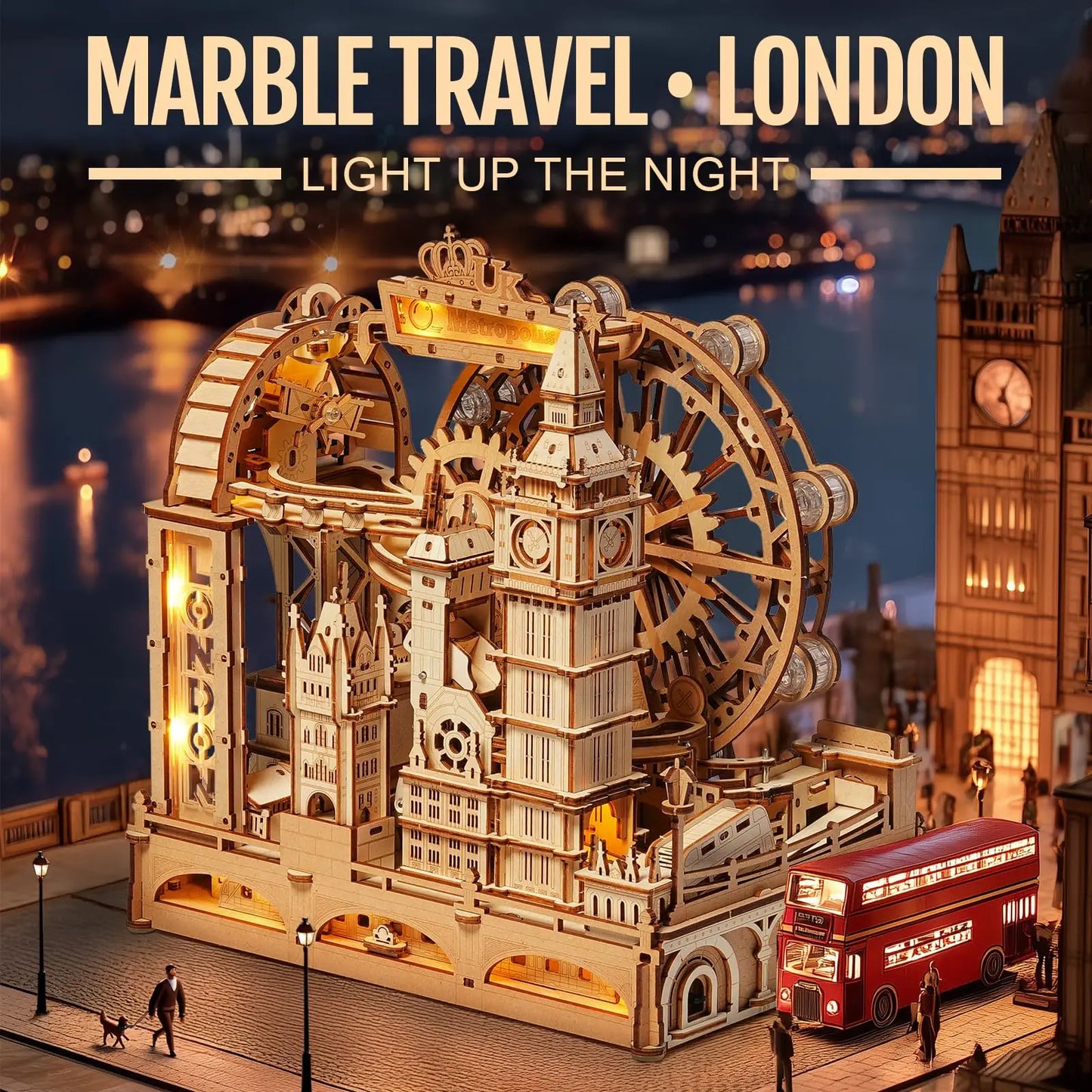 Robotime Rokr Marble Travel London Marble Run 3D Wooden Puzzle