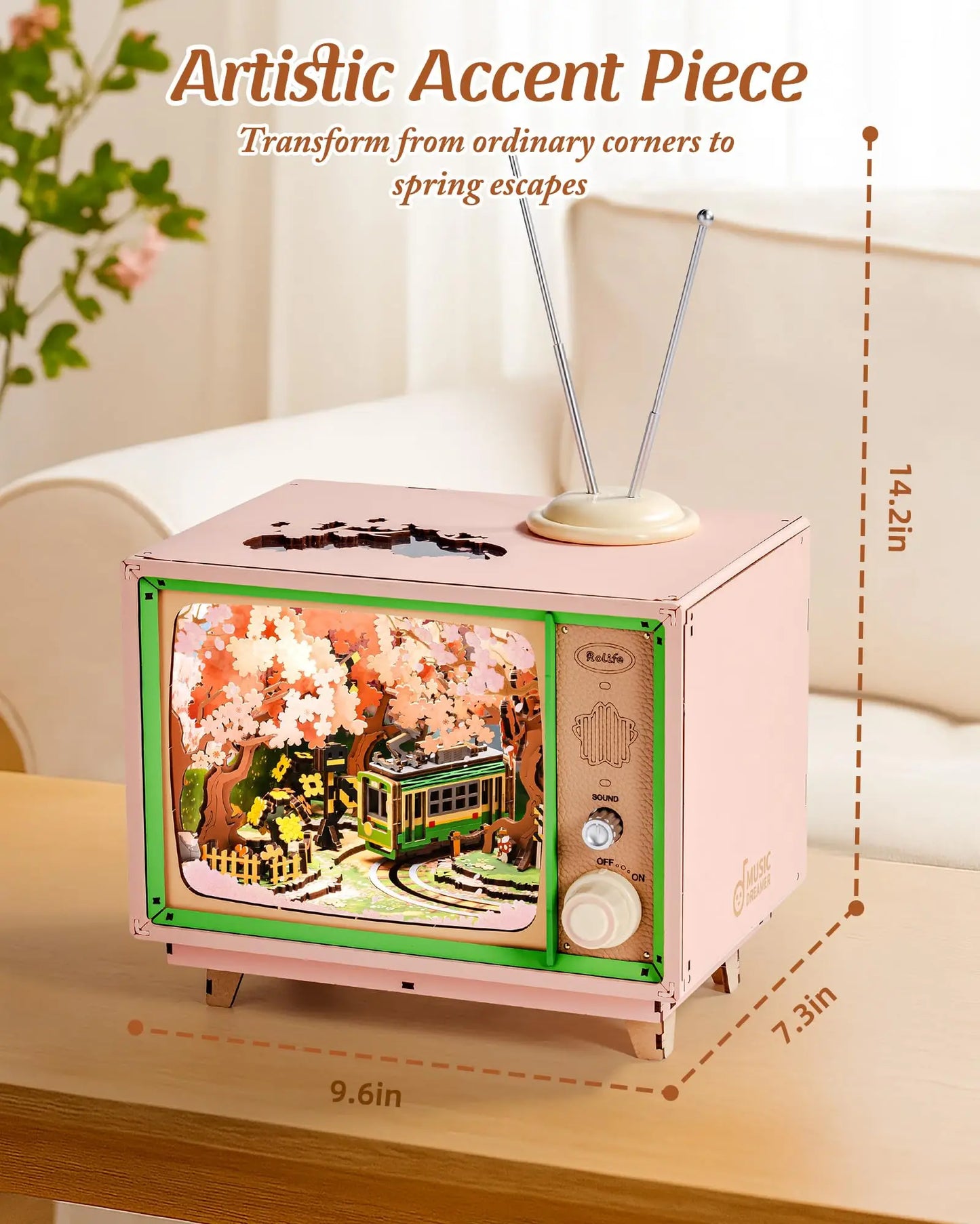 Robotime Sakura Dreamy Tour DIY Music Box 3D Puzzle Lights