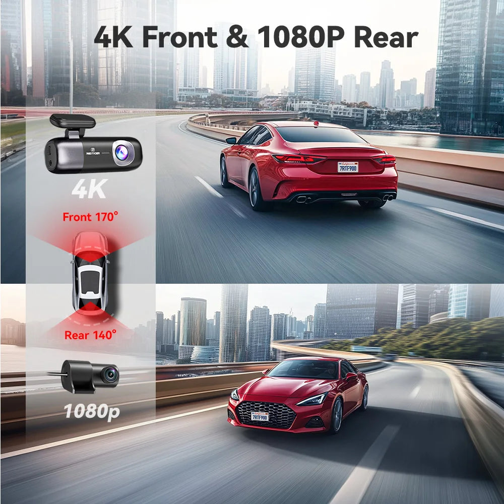 REDTIGER F9 Dash Cam 4K Front Rear WiFi GPS Parking
