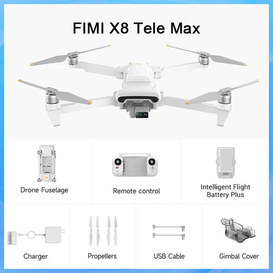 FIMI X8 Tele Max ThreeAxis Gimbal 4K HDR Drone GPS