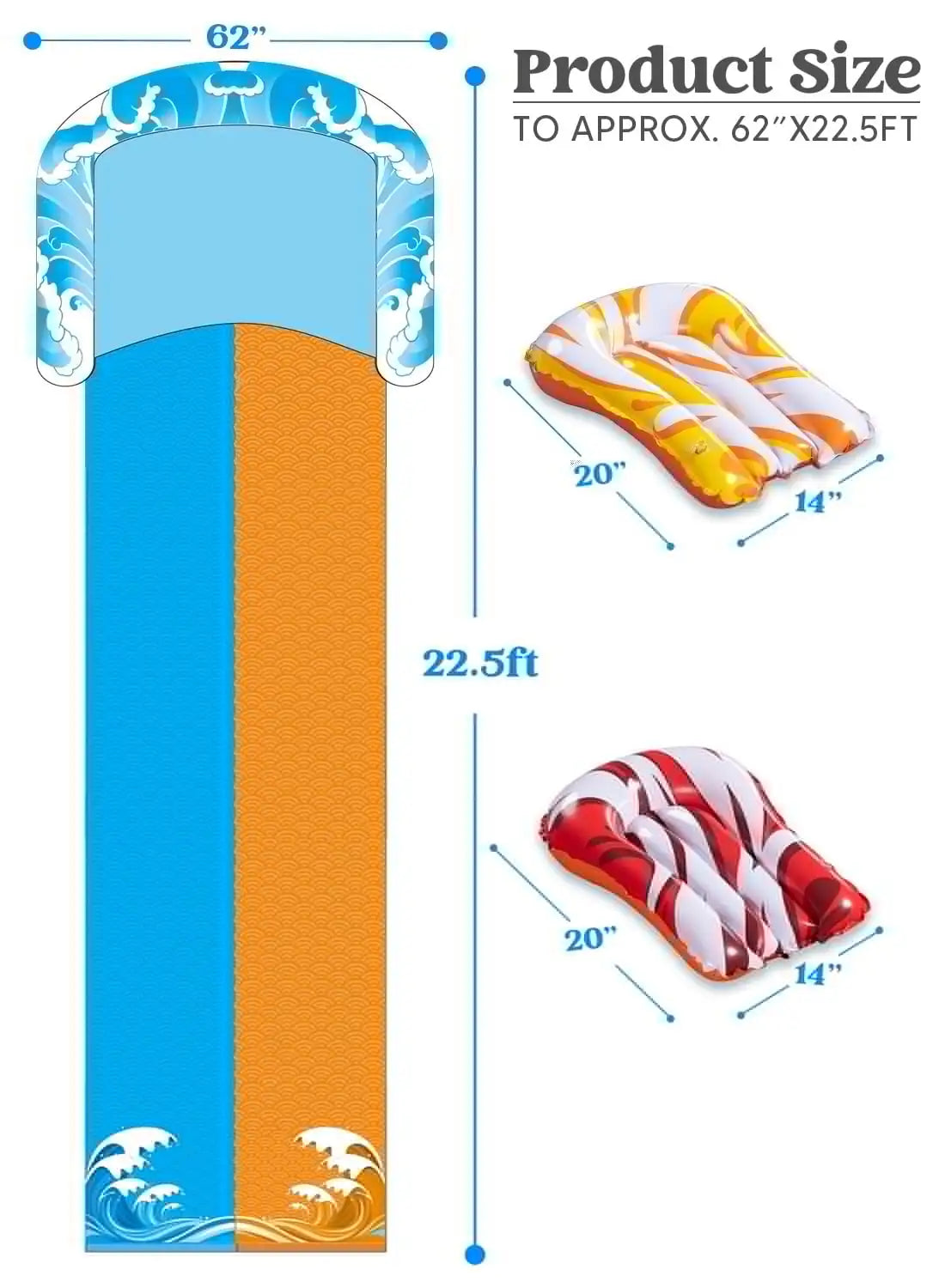 Joyfy Water Slide With Sprinkler And 2 Bodyboards For Kids