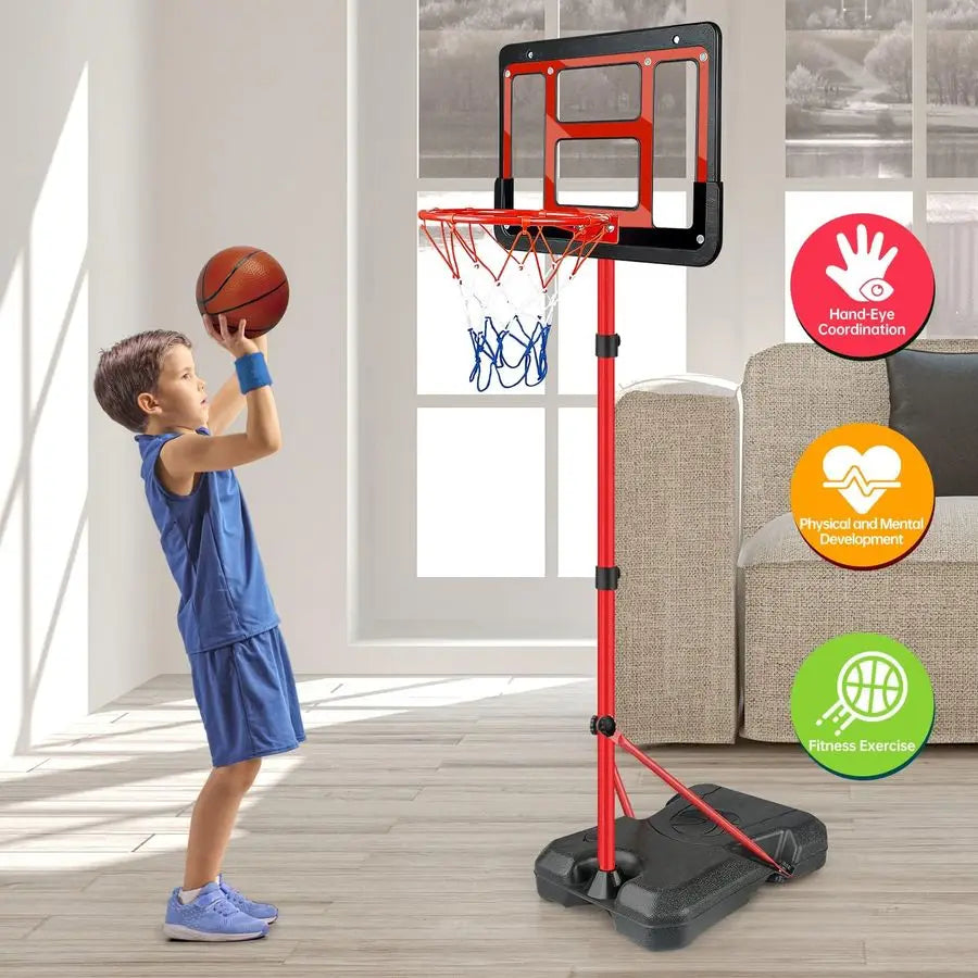 Kids Adjustable Mini Basketball Hoop Set With Balls