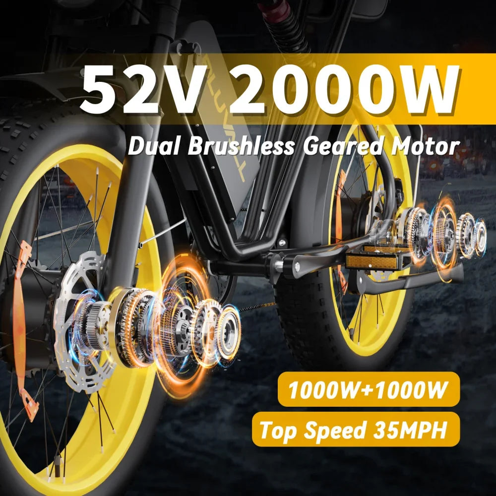 MOOBELO 2000W Dual Motor Electric Fat Tire Mountain Bike