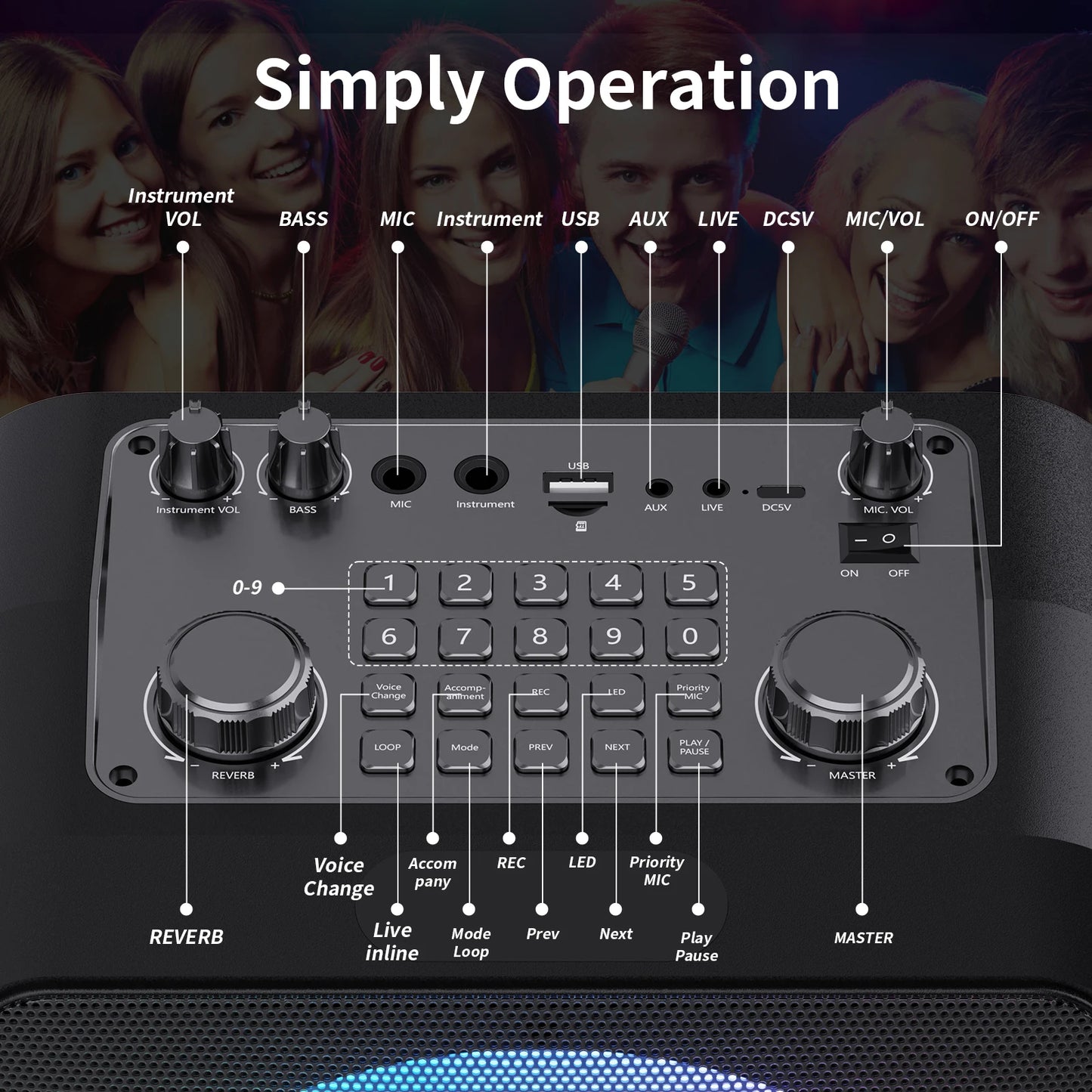 FanFun T19-T Wireless Karaoke Microphones Speaker System