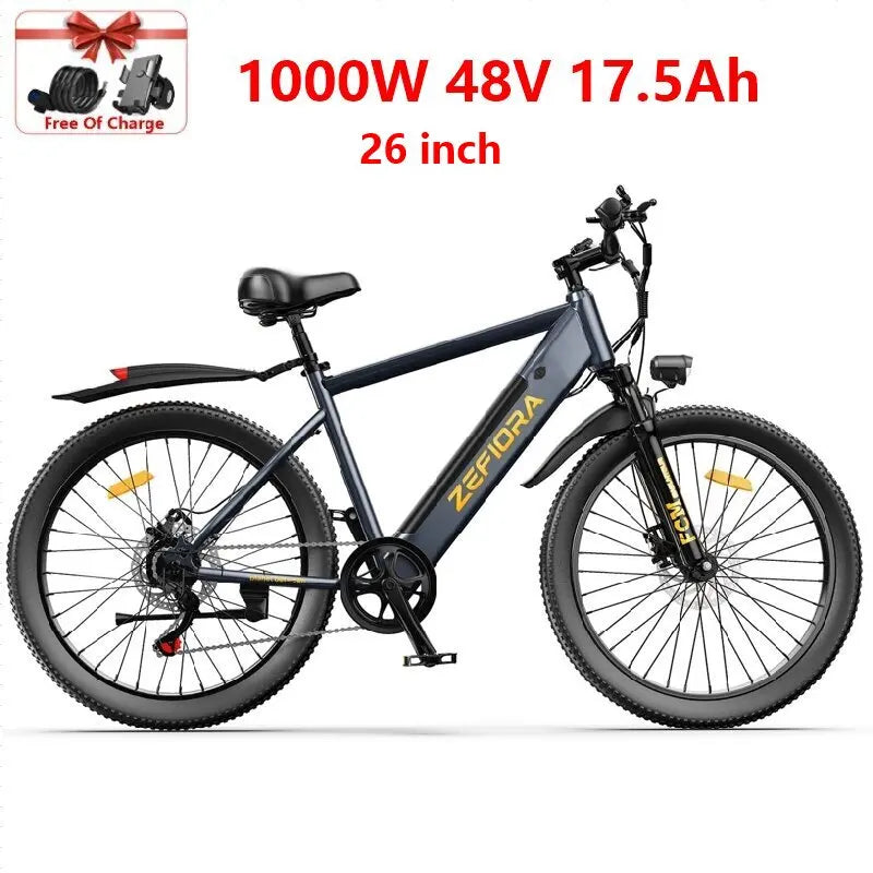 ZEFIORA 1000W Off Road Electric Bicycle Removable Battery