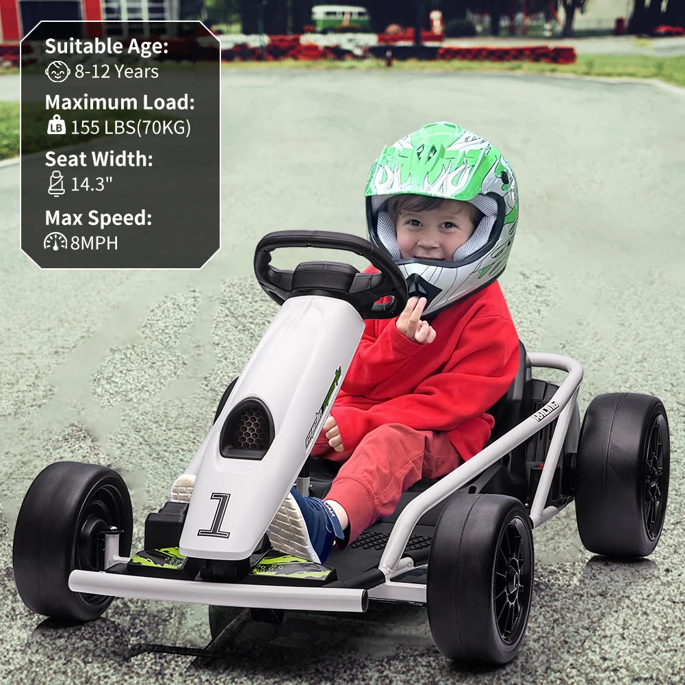 24V Electric Go Kart For Kids 8 To 12 Dual 300W Motors Ride On Toy