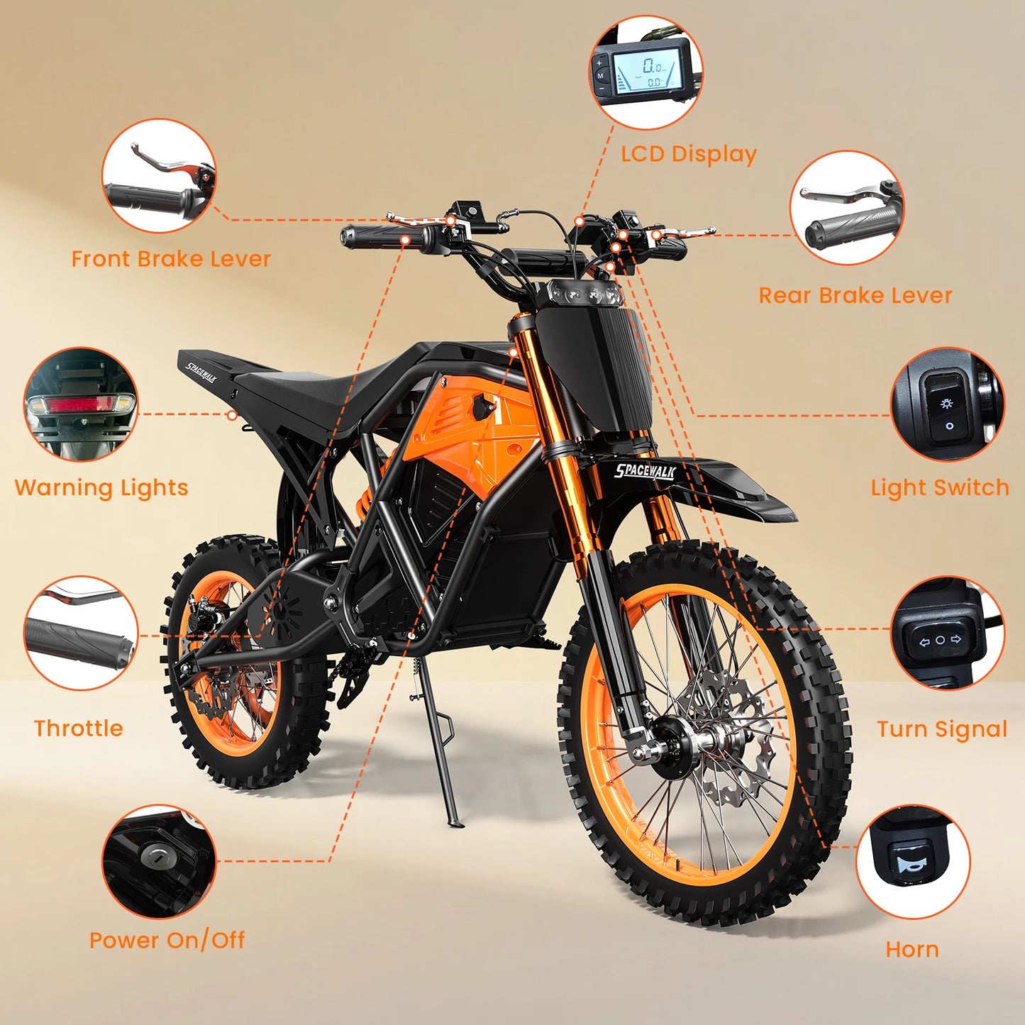EILLEO SPACEWALK Fat Tire Electric Dirt Bike 3000W OffRoad Mountain