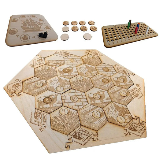 XMSJ Natural Wood Game Tiles for Settlers of Catan