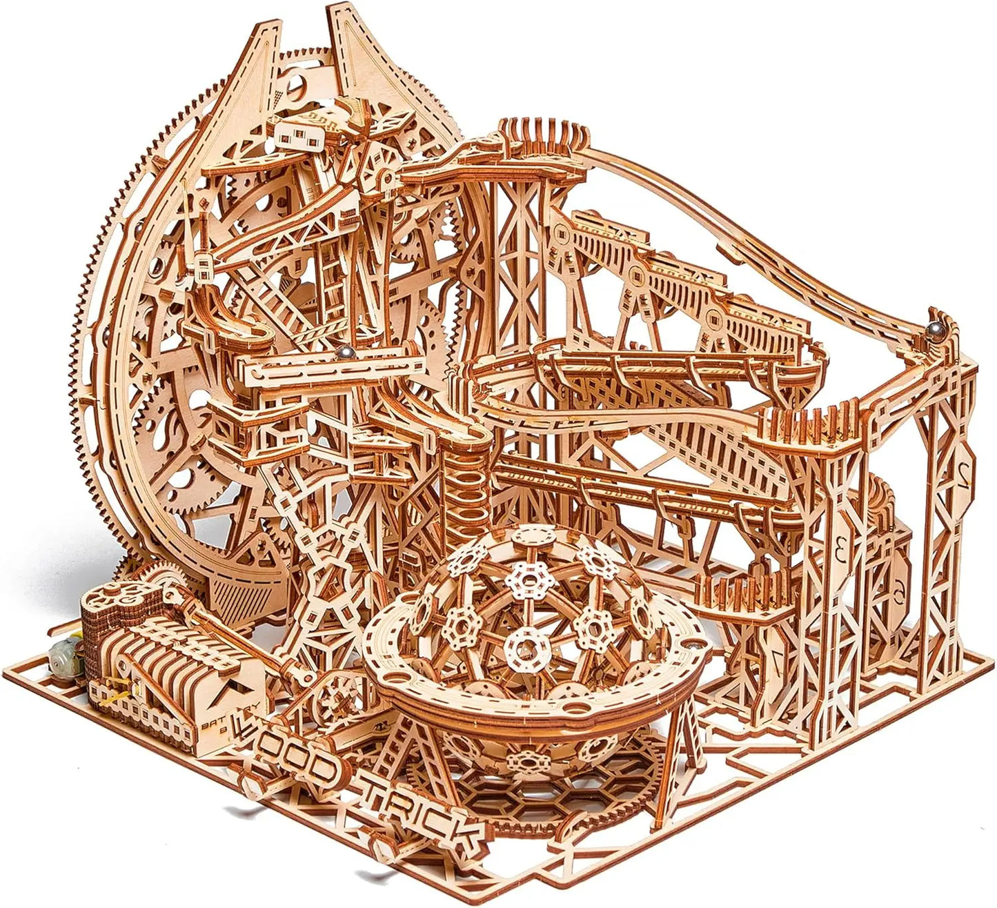 Electric Motorized Wooden Marble Run Roller Coaster 3D Puzzle For Adults