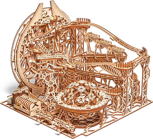Electric Motorized Wooden Marble Run Roller Coaster 3D Puzzle For Adults