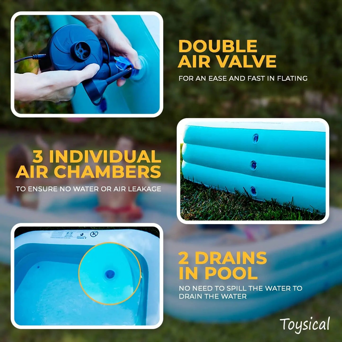 Inflatable Family Pool With Pump For Kids And Adults