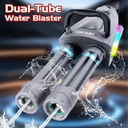 Kids Electric Water Gun LED Double Barrel Blaster With Backpack