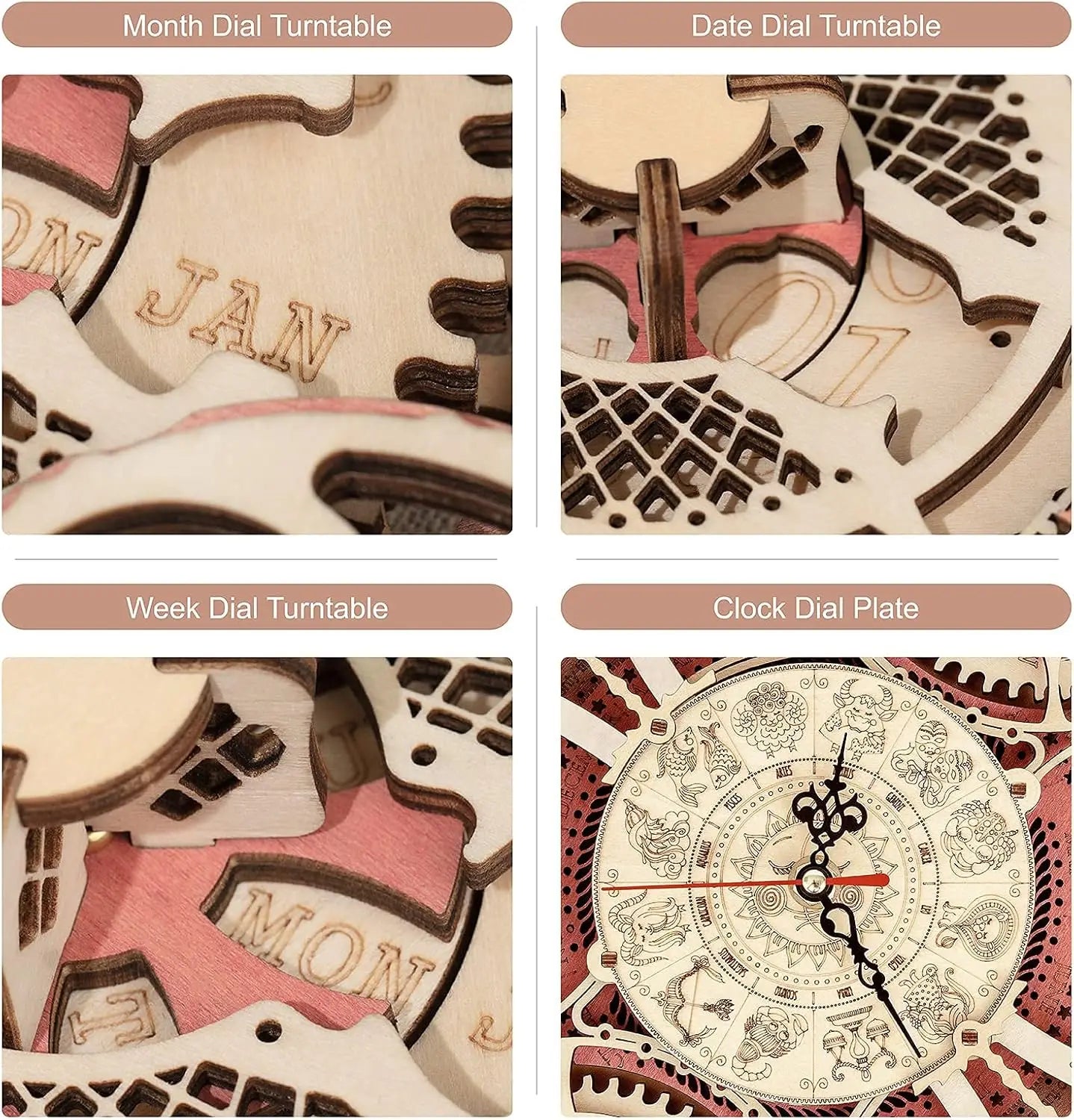 Robotime Wall Clock 3D Wooden Puzzle Mechanical Building Kit