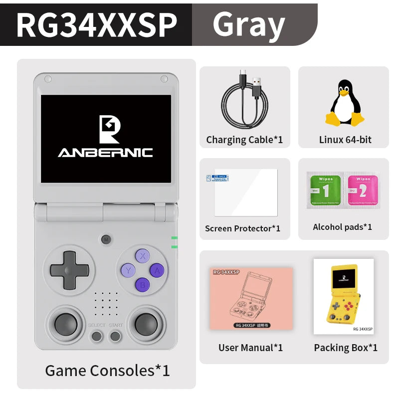 Anbernic RG34XXSP Handheld Game Console With IPS Screen