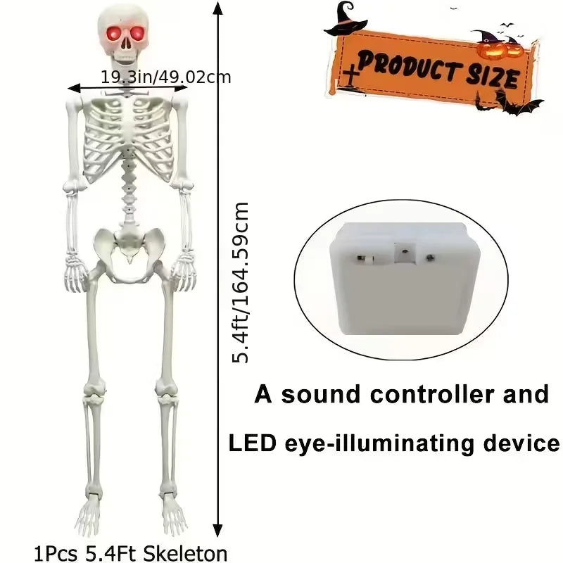 NONECN Voice Activated Glowing Skeleton With Sensors And Scary Sounds