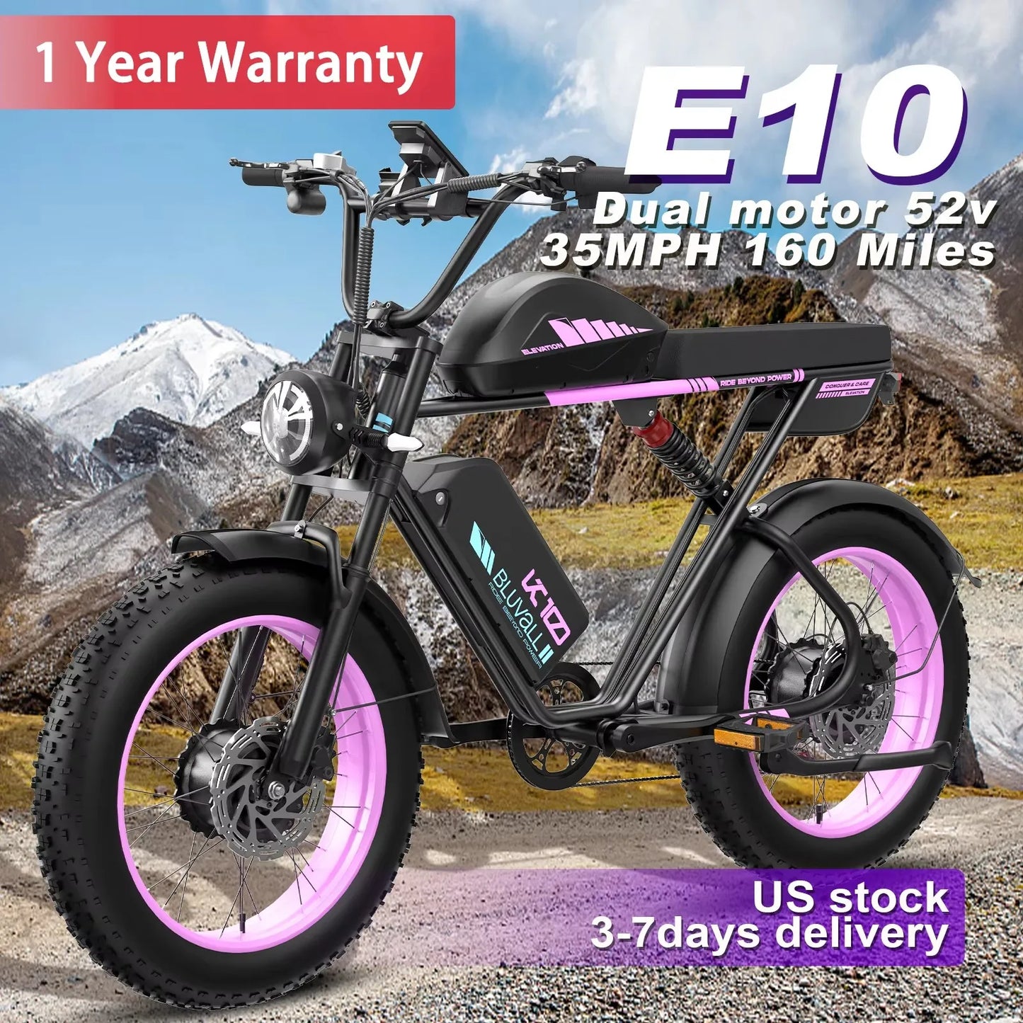 MOOBELO 2000W Dual Motor Electric Mountain Bike with Fat Tires
