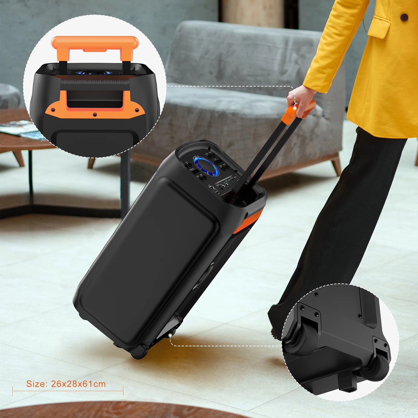 FanFun Karaoke Machine with 2 Wireless Microphones Portable Bluetooth Speaker