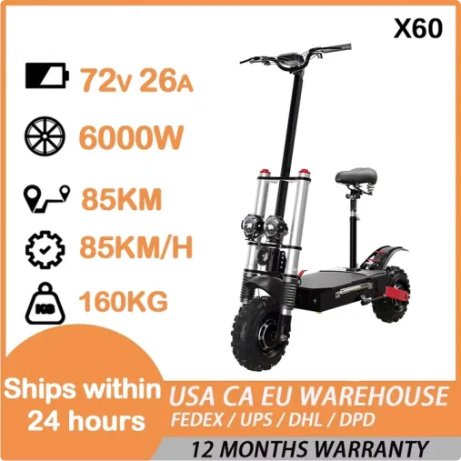 SMATEIGHT 6000W Electric Scooter 72V Foldable With Seat