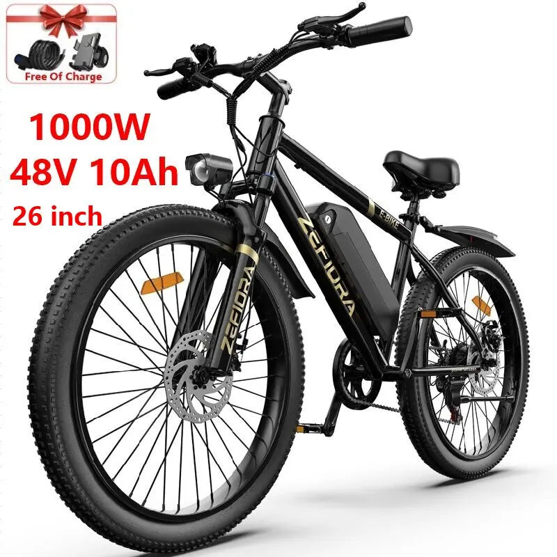 ZEFIORA All Terrain Electric Bike 1000W Off Road Mountain Bicycle