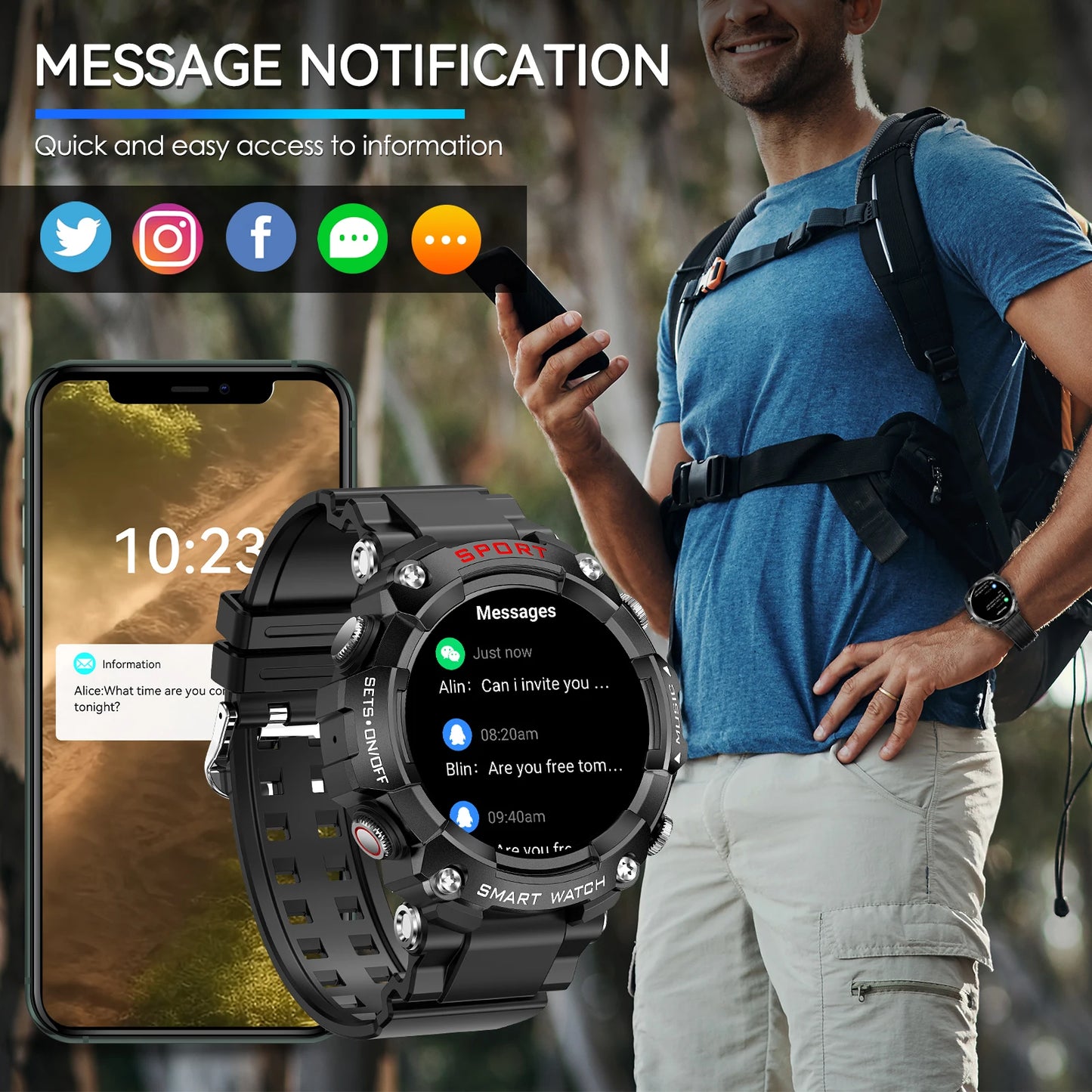 LaNikar Smart Watch With AMOLED Display SpO2 Blood Pressure Monitor