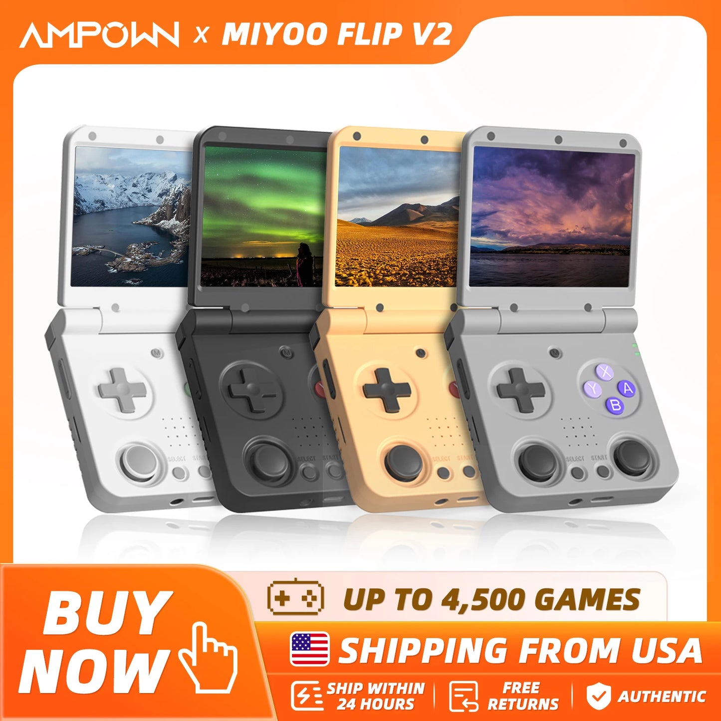 Miyoo Flip V2 Handheld Game Console Onion OS Retro Gaming