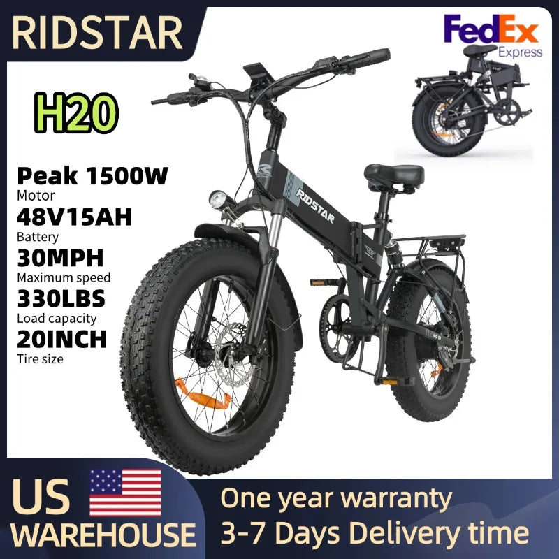 Ridstar Folding Electric Bike for Adults 1500W 30 MPH