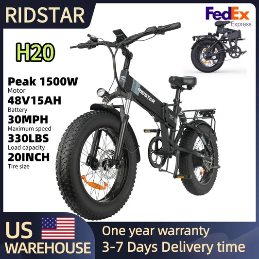 Ridstar Folding Electric Bike for Adults 1500W 30 MPH