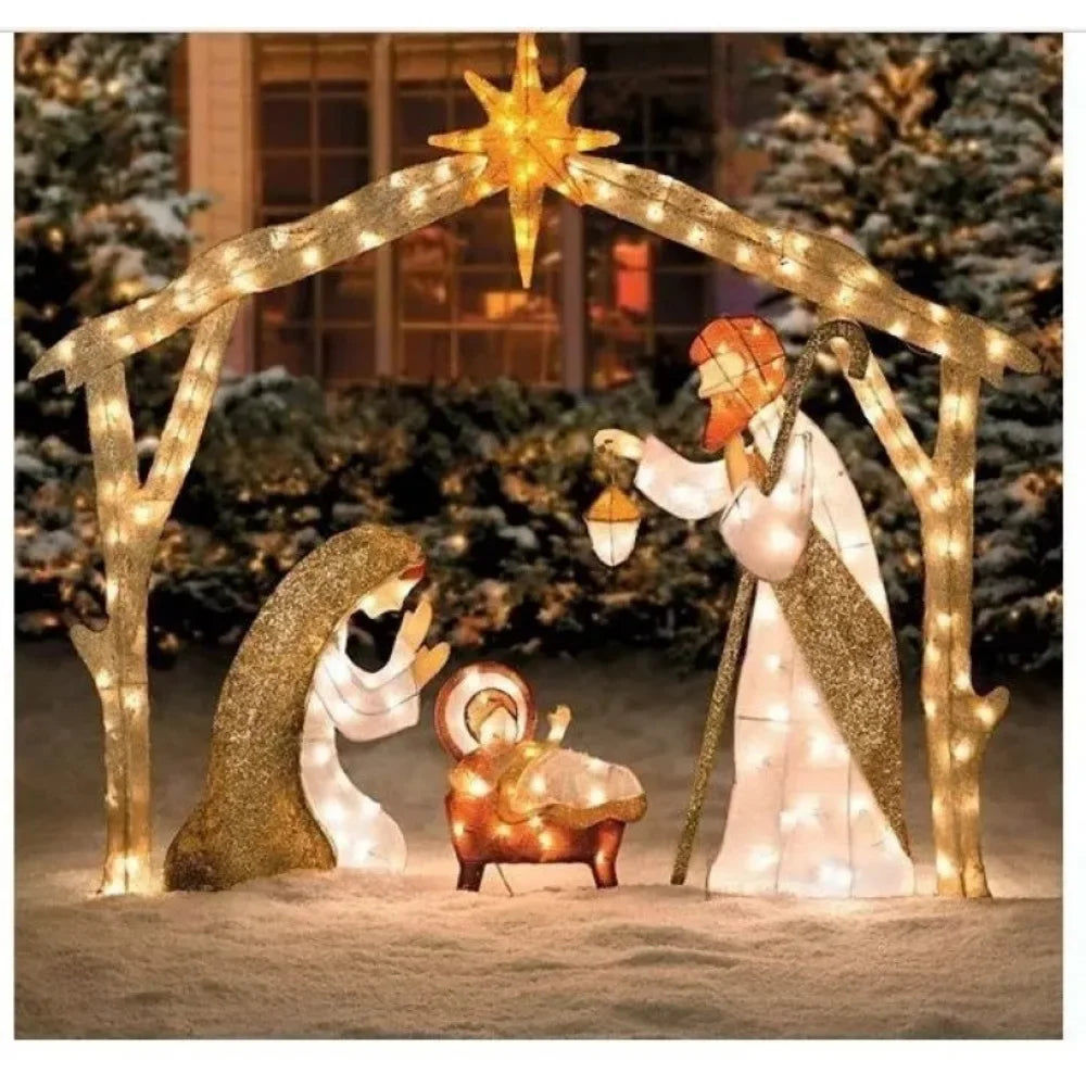 DIAMRICN Lighted Outdoor Nativity Scene Christmas Decoration With Stakes