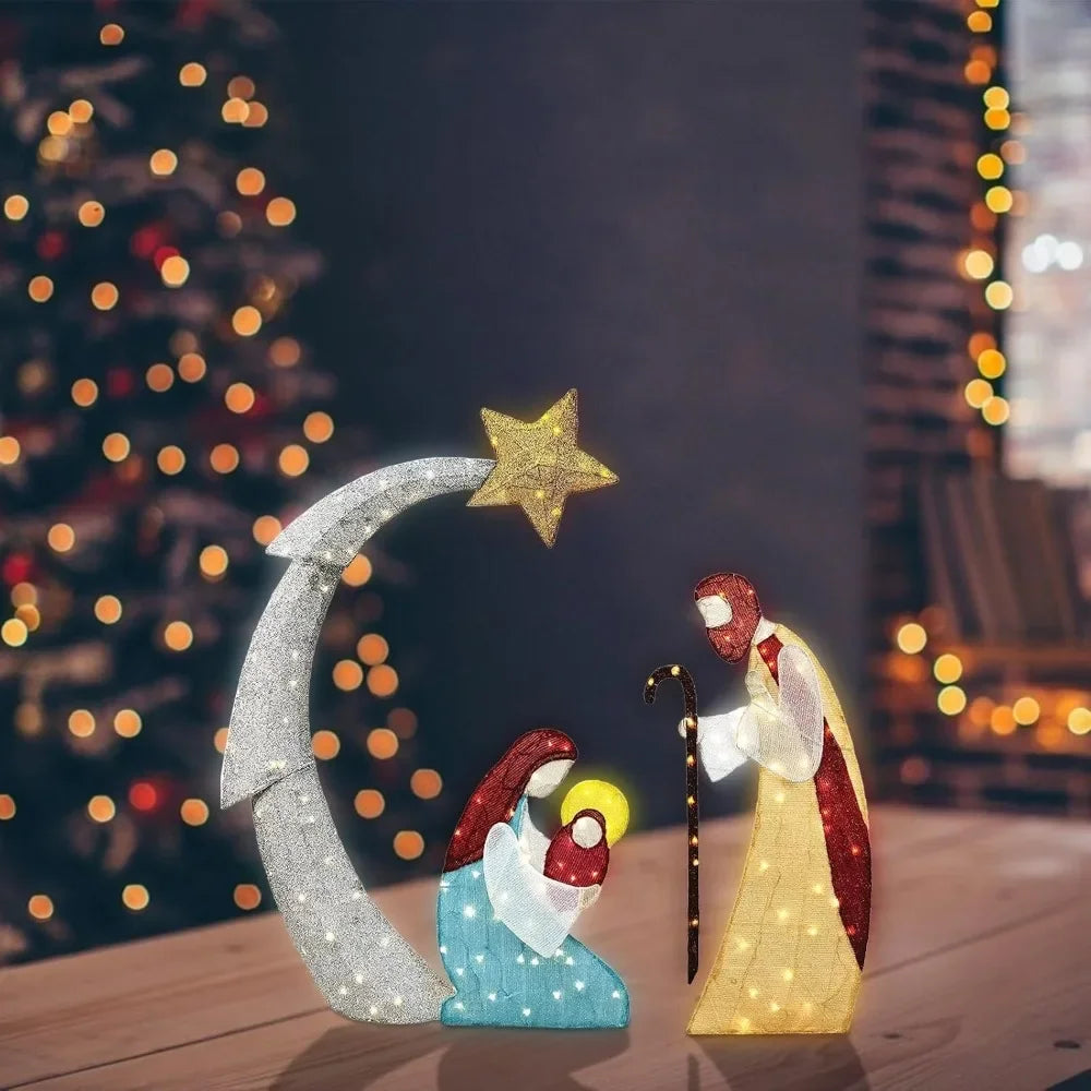 DIAMRICN Lighted Outdoor Nativity Scene Christmas Decoration With Stakes