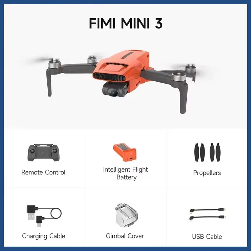 FIMI MINI 3 Camera Drone AI Night Video 4K Wind Resistant RC Quadcopter
