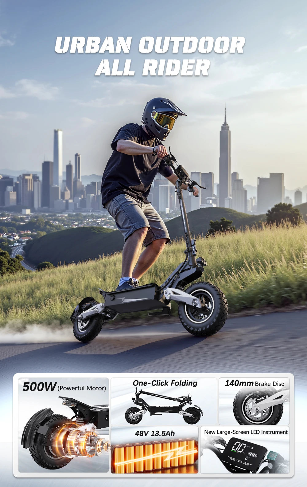 OOTD T10 Foldable Electric Scooter 900W Max Range 45-60km