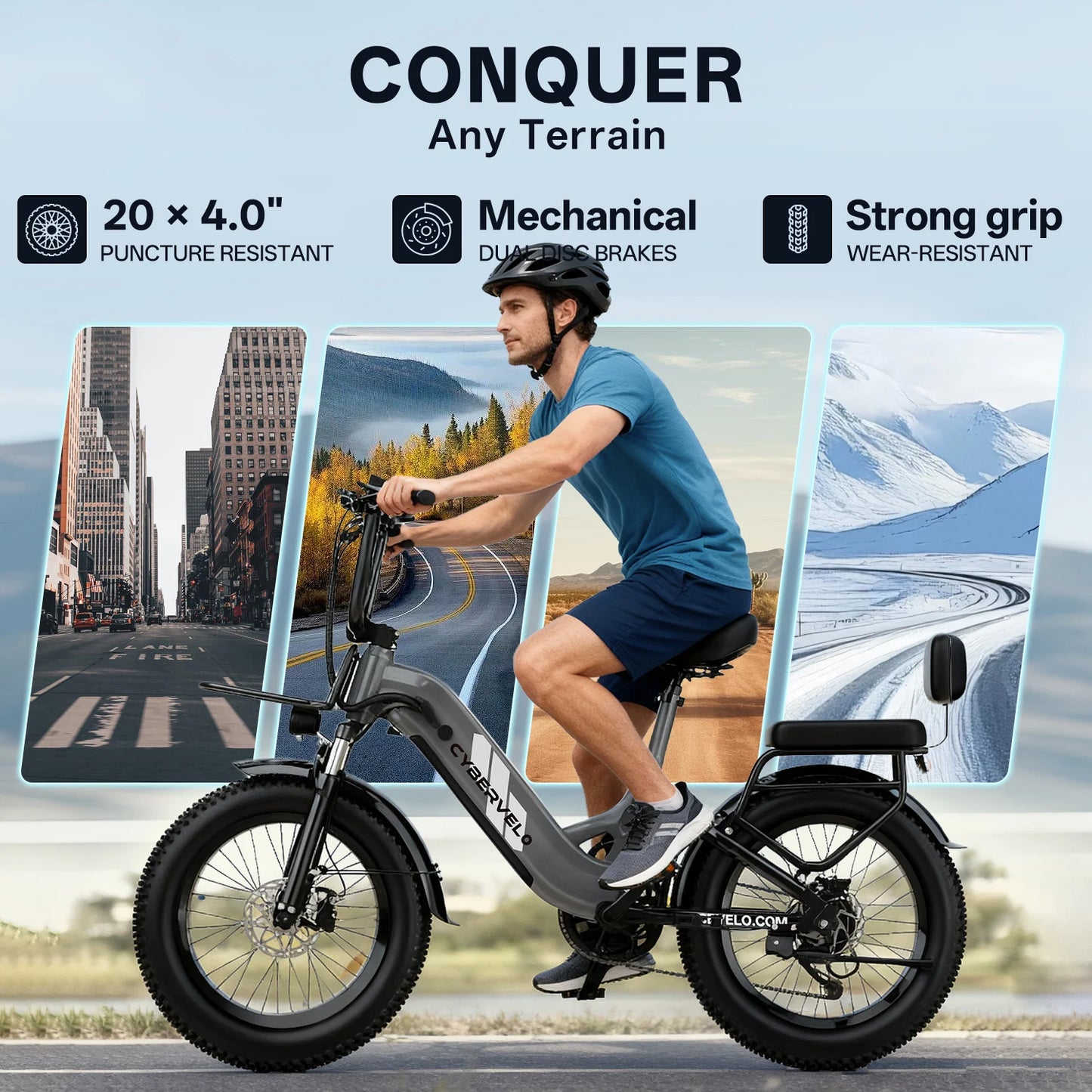 CYBERVELO Step Thru Electric Bike EK12 48V 20Ah Fat Tire