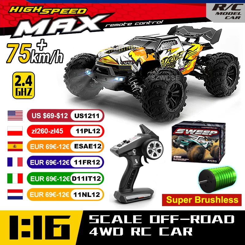 WLtoys 16101 Pro 1to16 High Velocity 4WD RC Car LED