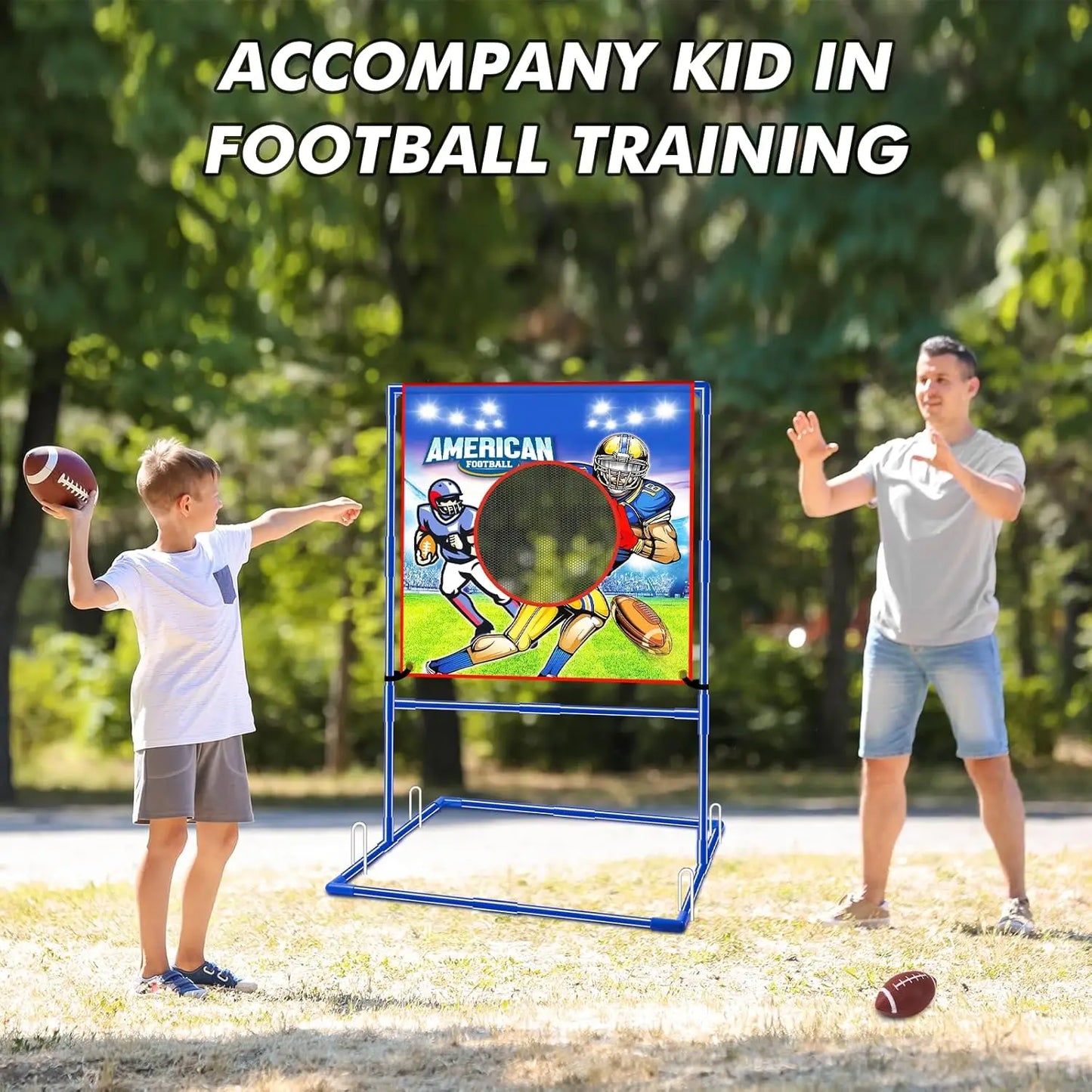 VATOS Football Toss Target Set With 4 Inflatable Footballs