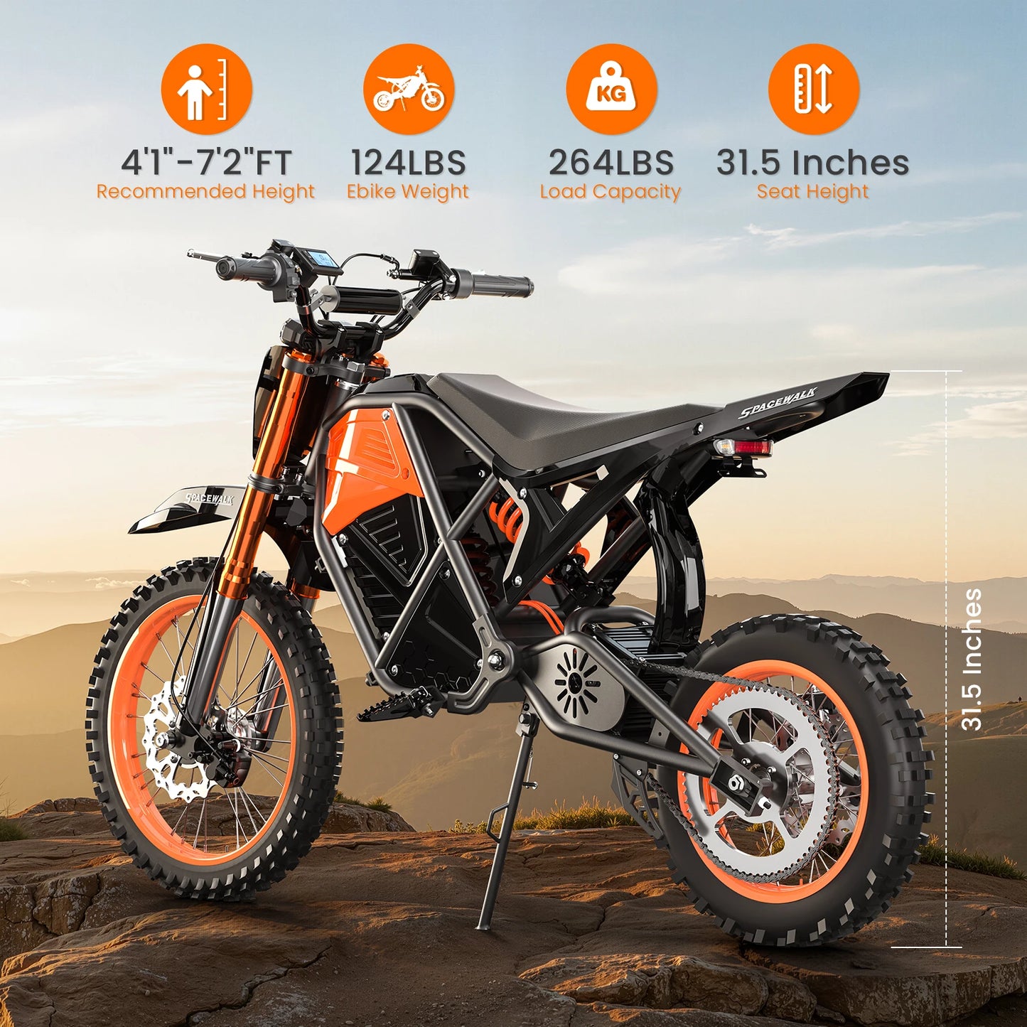 EILLEO SPACEWALK Fat Tire Electric Dirt Bike 3000W OffRoad Mountain