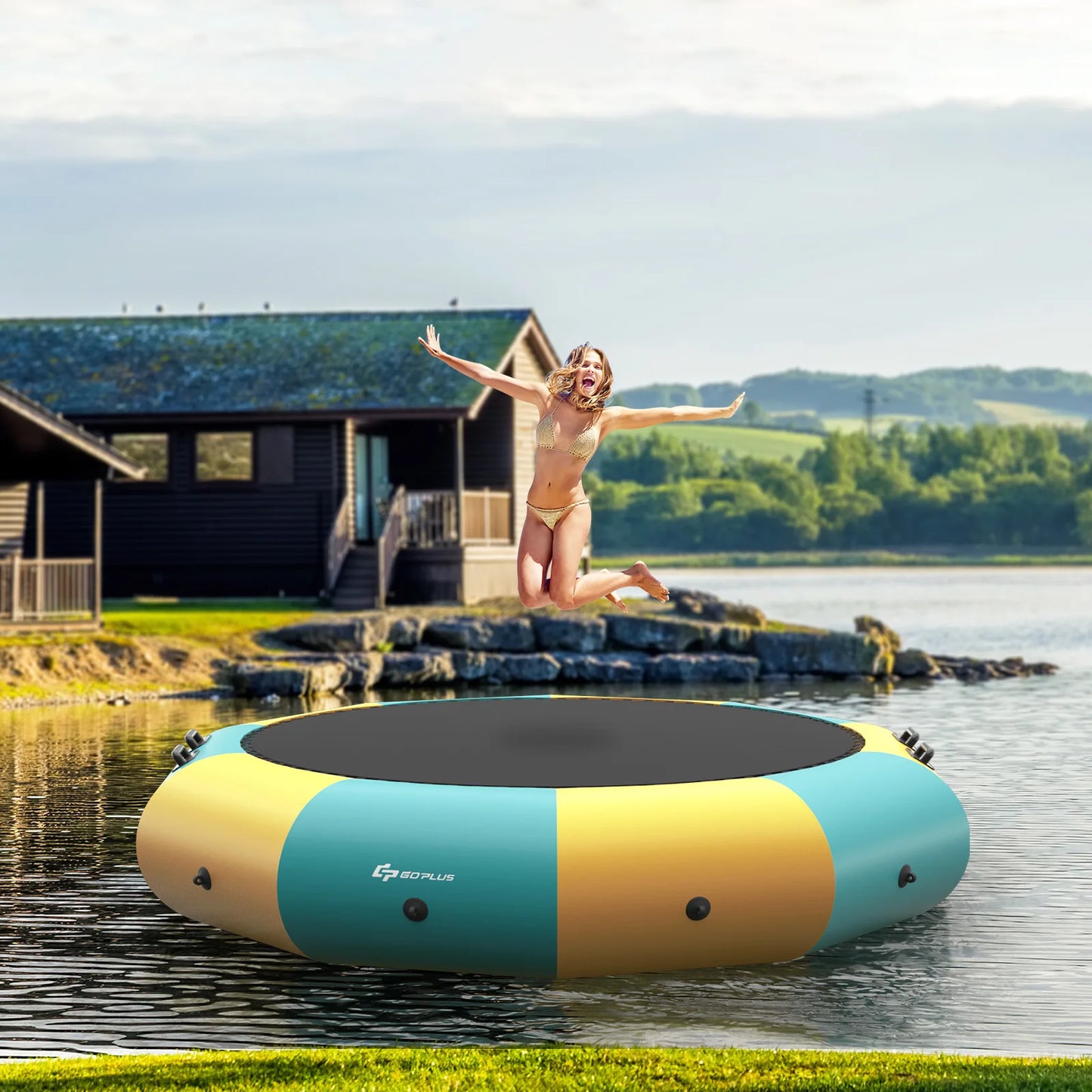 MULTIGOT Inflatable Water Bouncer Splash Trampoline